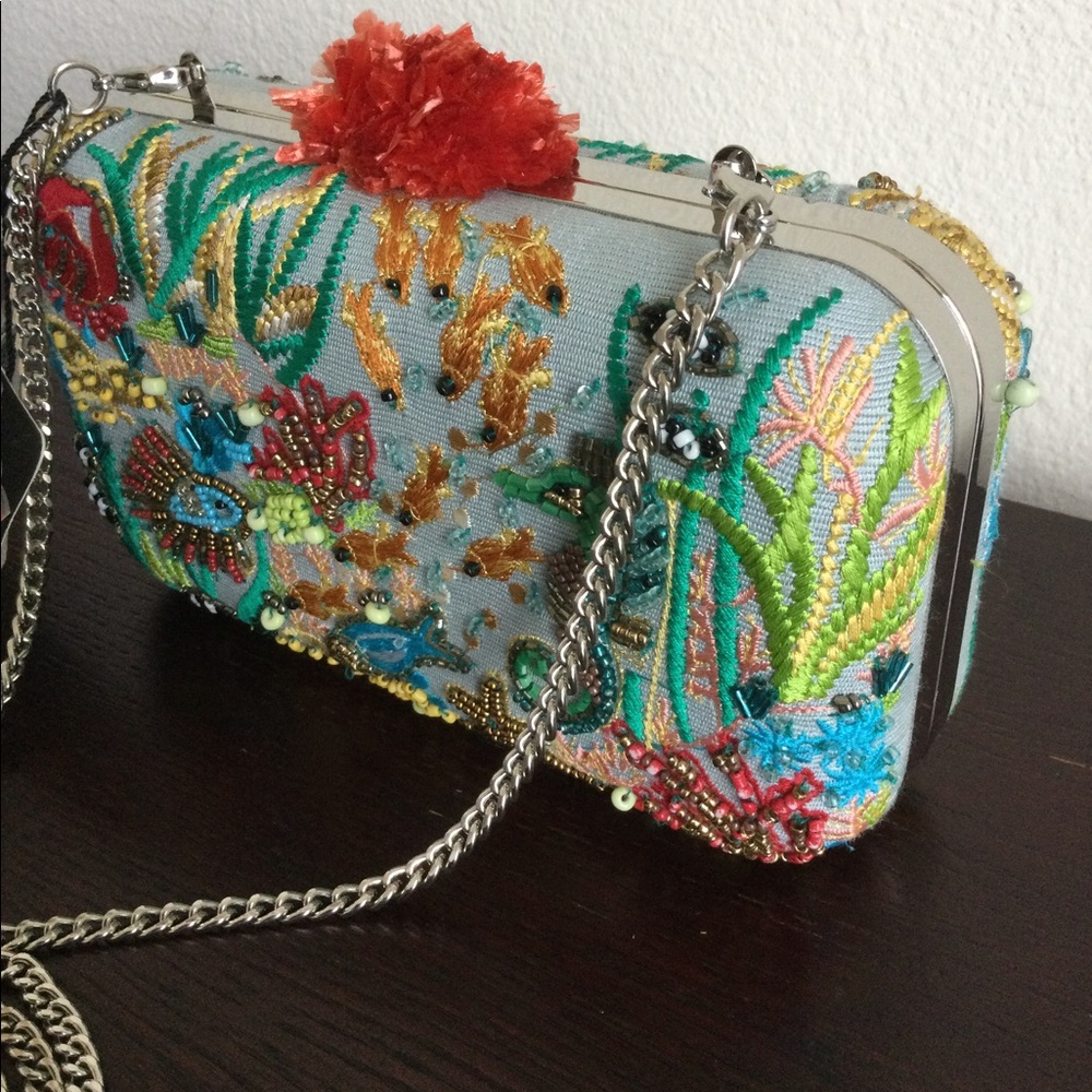 SOLD! NWT Zara Hand Made Embellished Clutch Box MINAUDIÈRE Bag - Picture 8 of 17